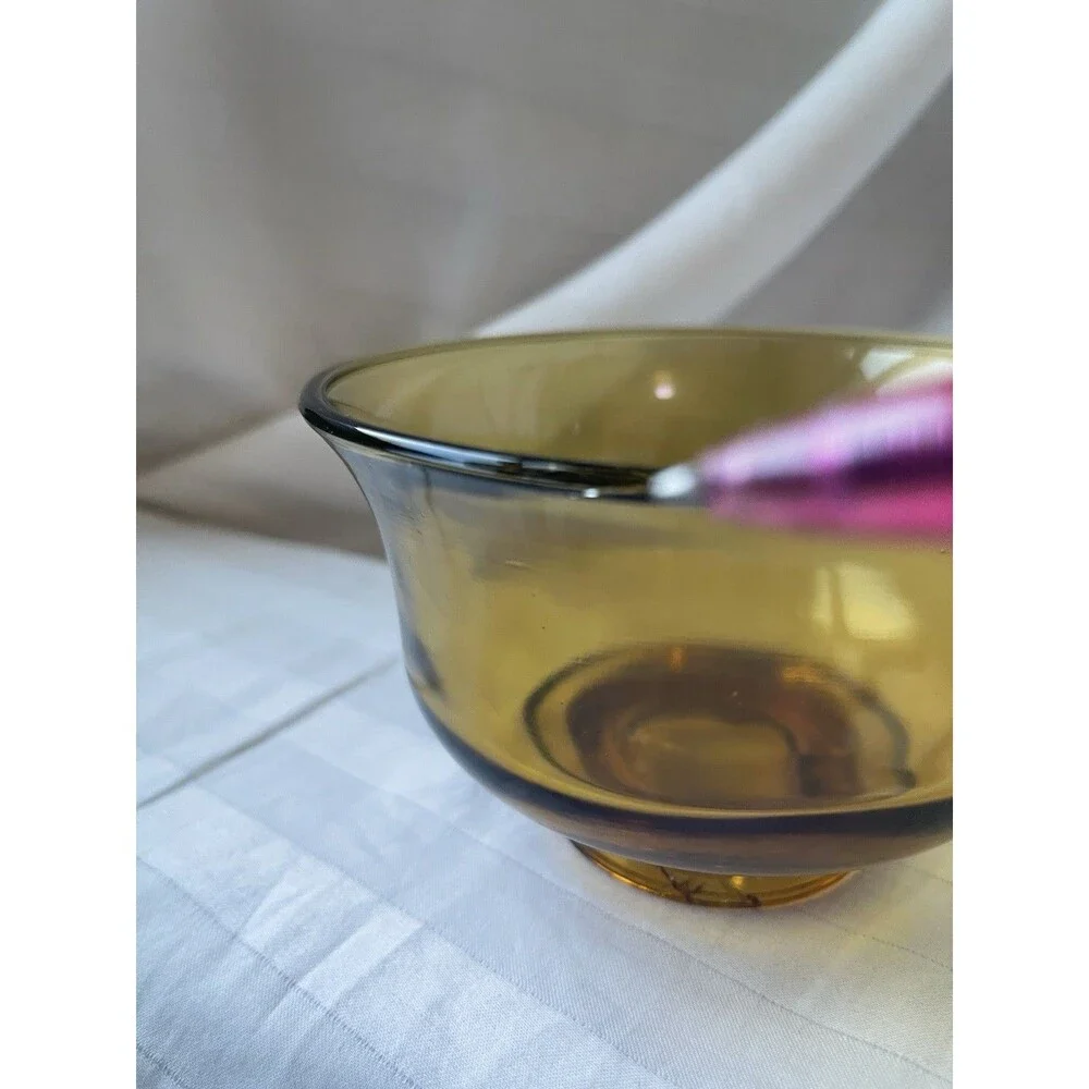 Vintage Amber Glass Bowl and Plate Set